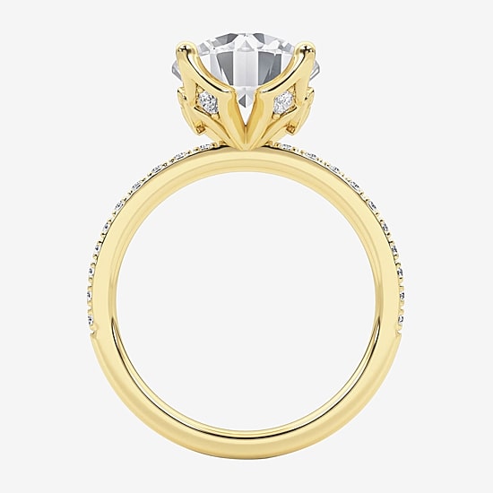 Grown Gorgeous (F / Vs2) Womens 4 CT. T.W. Lab Grown White Diamond 14K Gold Round Side Stone Engagement Ring