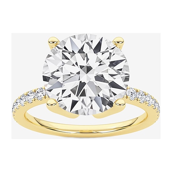 Grown Gorgeous (F / Vs2) Womens 4 CT. T.W. Lab Grown White Diamond 14K Gold Round Side Stone Engagement Ring