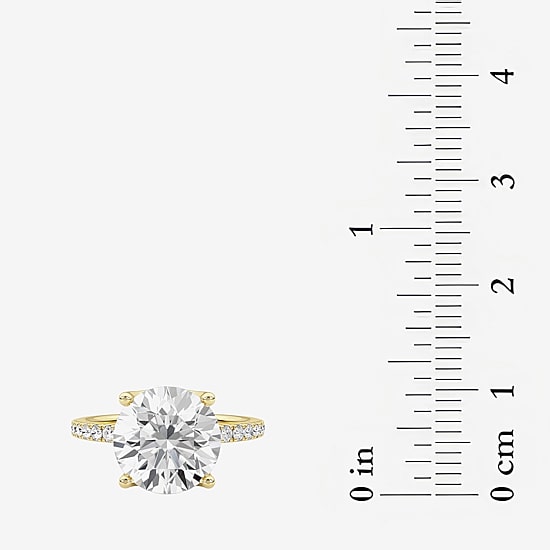 Grown Gorgeous (F / Vs2) Womens 4 CT. T.W. Lab Grown White Diamond 14K Gold Round Side Stone Engagement Ring