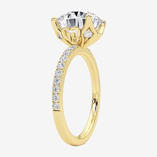 Grown Gorgeous (F / Vs2) Womens 4 CT. T.W. Lab Grown White Diamond 14K Gold Round Side Stone Engagement Ring
