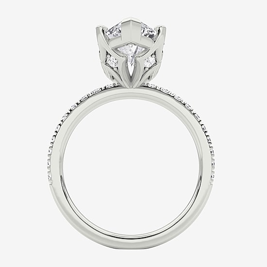 Grown Gorgeous (F / Vs2) Womens 4 CT. T.W. Lab Grown White Diamond 14K Gold Marquise Side Stone Engagement Ring