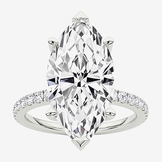 Grown Gorgeous (F / Vs2) Womens 4 CT. T.W. Lab Grown White Diamond 14K Gold Marquise Side Stone Engagement Ring