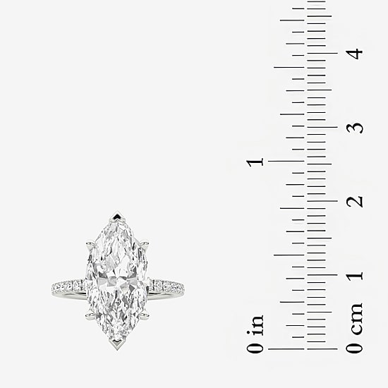Grown Gorgeous (F / Vs2) Womens 4 CT. T.W. Lab Grown White Diamond 14K Gold Marquise Side Stone Engagement Ring