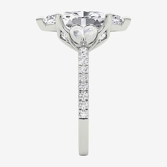 Grown Gorgeous (F / Vs2) Womens 4 CT. T.W. Lab Grown White Diamond 14K Gold Marquise Side Stone Engagement Ring