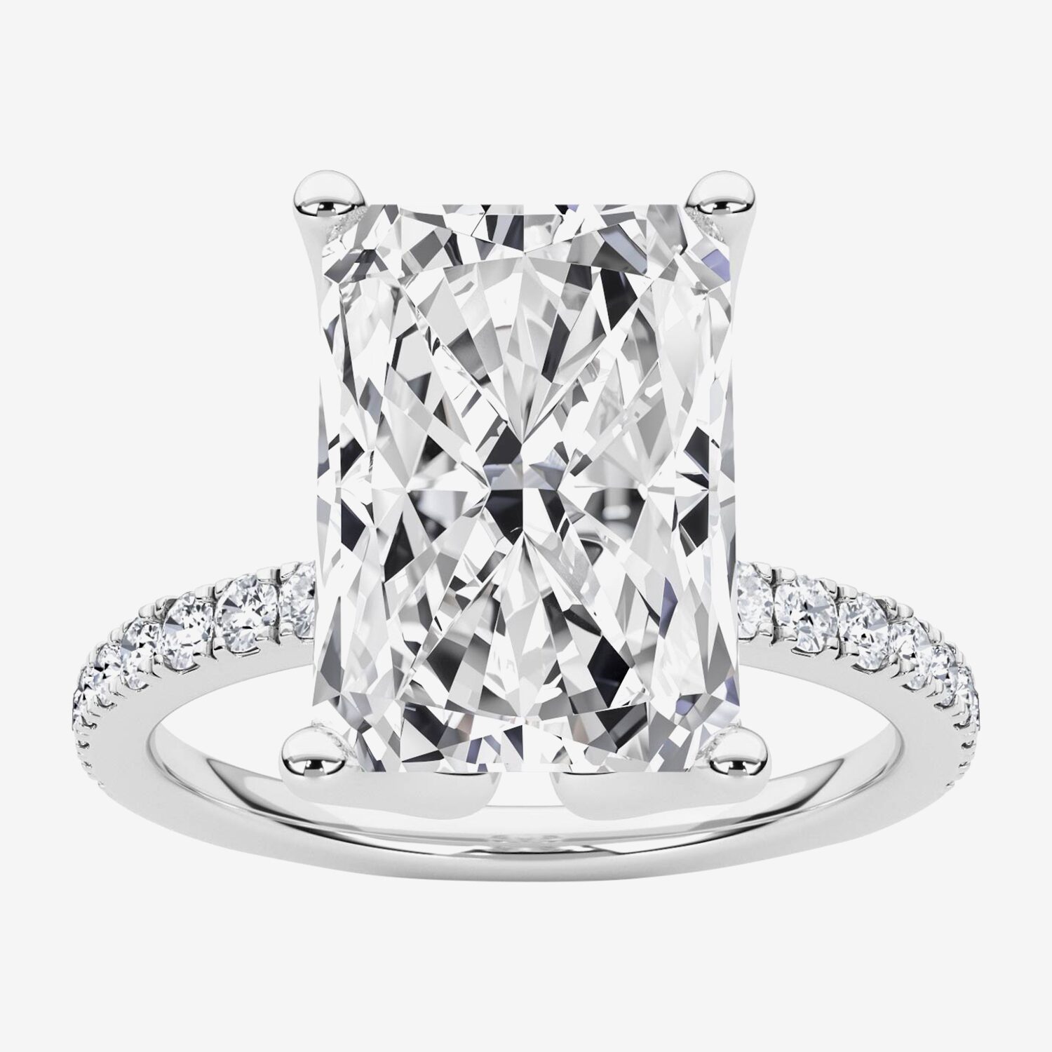 Grown Gorgeous (F / Vs2) Womens CT. T.W. Lab White Diamond 14K Gold Rectangular Side Stone Engagement Ring