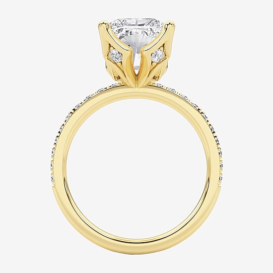 Grown Gorgeous (F / Vs2) Womens 4 CT. T.W. Lab Grown White Diamond 14K Gold Rectangular Side Stone Engagement Ring