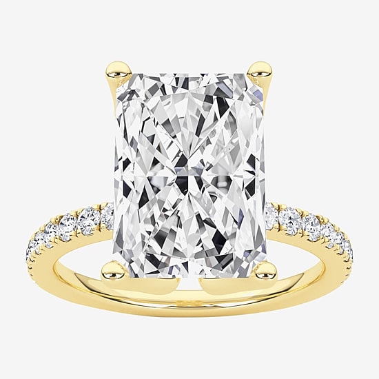 Grown Gorgeous (F / Vs2) Womens 4 CT. T.W. Lab Grown White Diamond 14K Gold Rectangular Side Stone Engagement Ring