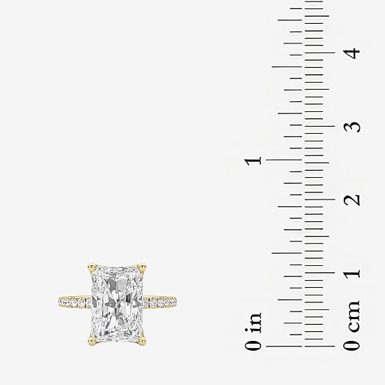Grown Gorgeous (F / Vs2) Womens 4 CT. T.W. Lab Grown White Diamond 14K Gold Rectangular Side Stone Engagement Ring