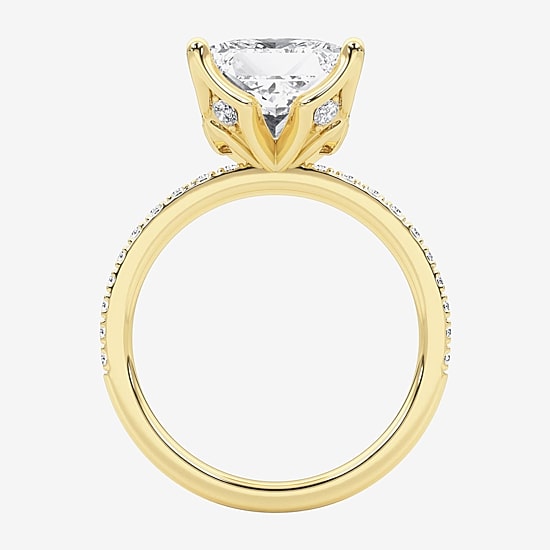 Grown Gorgeous (F / Vs2) Womens 4 CT. T.W. Lab Grown White Diamond 14K Gold Side Stone Engagement Ring