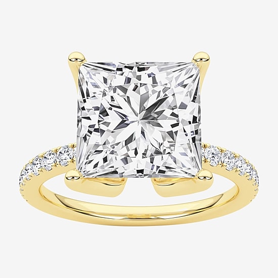 Grown Gorgeous (F / Vs2) Womens 4 CT. T.W. Lab Grown White Diamond 14K Gold Side Stone Engagement Ring