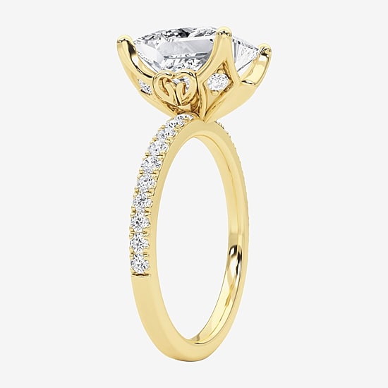 Grown Gorgeous (F / Vs2) Womens 4 CT. T.W. Lab Grown White Diamond 14K Gold Side Stone Engagement Ring