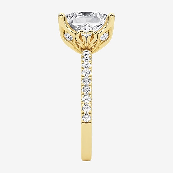 Grown Gorgeous (F / Vs2) Womens 4 CT. T.W. Lab Grown White Diamond 14K Gold Side Stone Engagement Ring