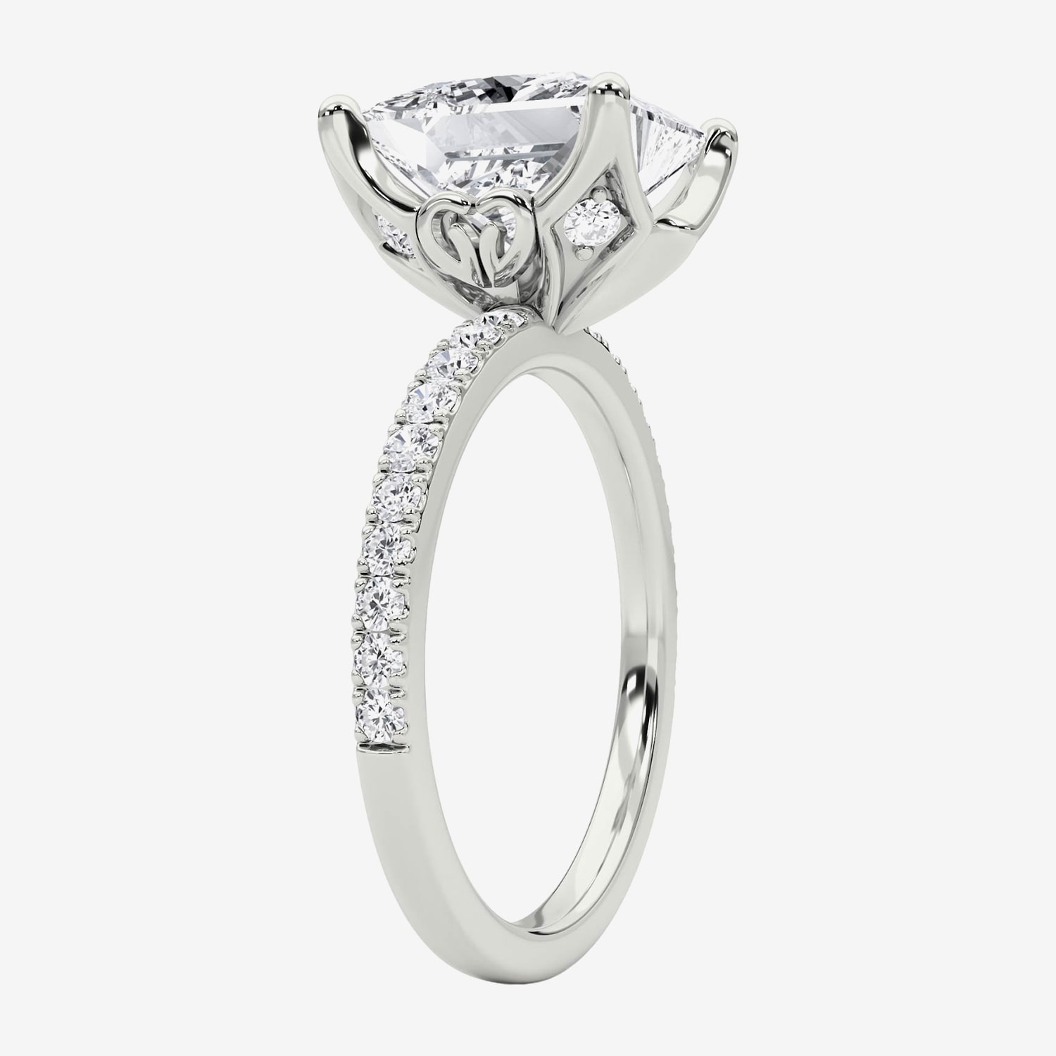 Grown Gorgeous (F / Vs2) Womens CT. T.W. Lab White Diamond 14K Gold Side Stone Engagement Ring