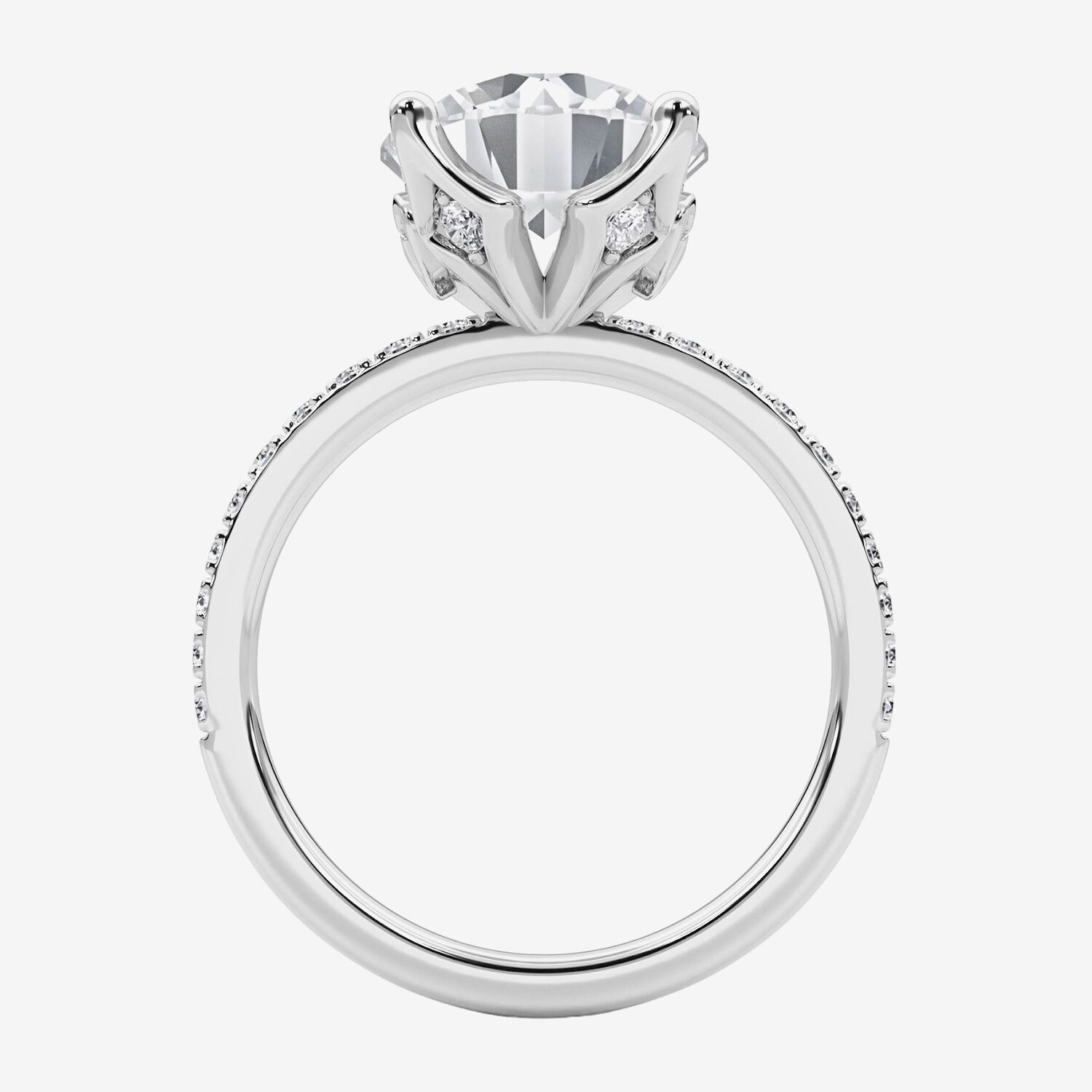 Grown Gorgeous (F / Vs2) Womens CT. T.W. Lab White Diamond 14K Gold Round Side Stone Engagement Ring