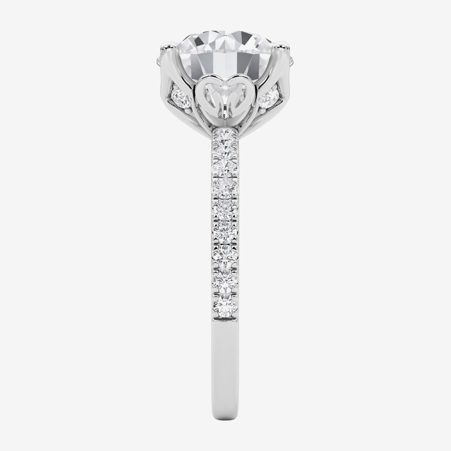 Grown Gorgeous (F / Vs2) Womens CT. T.W. Lab White Diamond 14K Gold Round Side Stone Engagement Ring