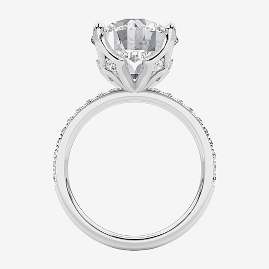 Grown Gorgeous (F / Vs2) Womens 6 CT. T.W. Lab Grown White Diamond 14K Gold Round Side Stone Engagement Ring