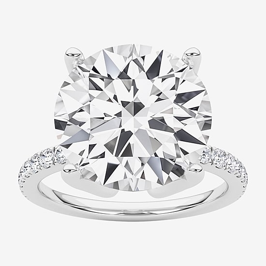 Grown Gorgeous (F / Vs2) Womens 6 CT. T.W. Lab Grown White Diamond 14K Gold Round Side Stone Engagement Ring