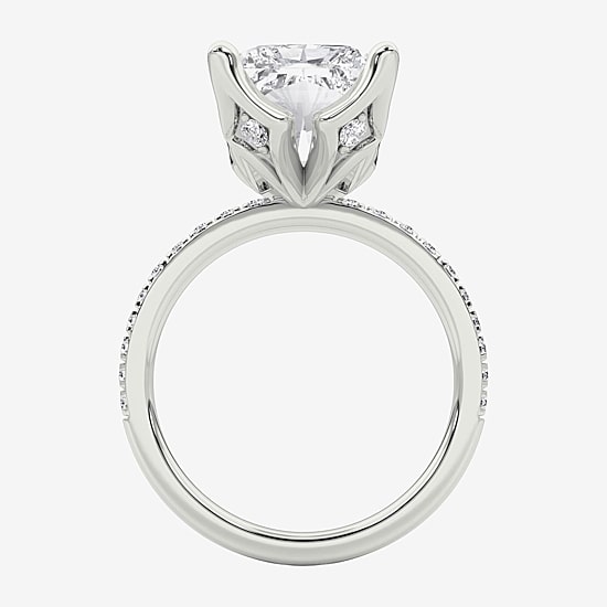 Grown Gorgeous (F / Vs2) Womens 6 CT. T.W. Lab Grown White Diamond 14K Gold Rectangular Side Stone Engagement Ring