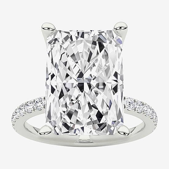 Grown Gorgeous (F / Vs2) Womens 6 CT. T.W. Lab Grown White Diamond 14K Gold Rectangular Side Stone Engagement Ring