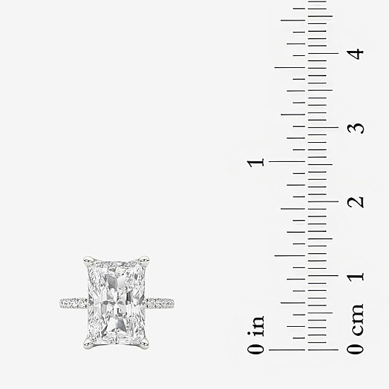 Grown Gorgeous (F / Vs2) Womens 6 CT. T.W. Lab Grown White Diamond 14K Gold Rectangular Side Stone Engagement Ring