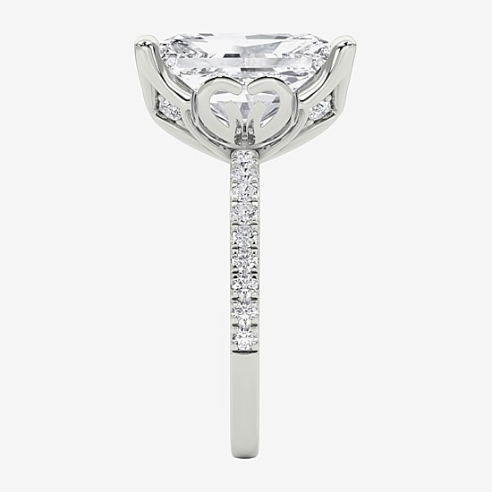 Grown Gorgeous (F / Vs2) Womens 6 CT. T.W. Lab Grown White Diamond 14K Gold Rectangular Side Stone Engagement Ring