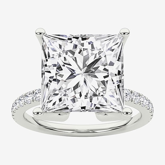 Grown Gorgeous (F / Vs2) Womens 6 CT. T.W. Lab Grown White Diamond 14K Gold Side Stone Engagement Ring