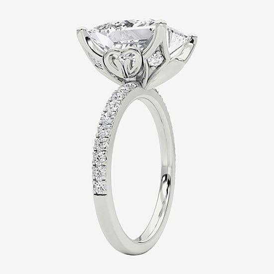 Grown Gorgeous (F / Vs2) Womens 6 CT. T.W. Lab Grown White Diamond 14K Gold Side Stone Engagement Ring