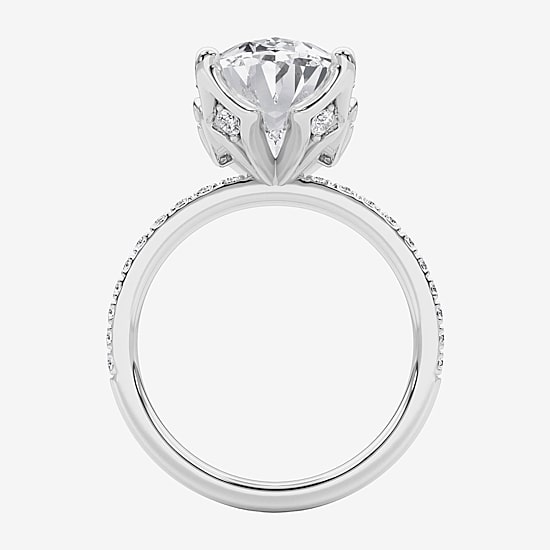 Grown Gorgeous (F / Vs2) Womens 6 CT. T.W. Lab Grown White Diamond 14K Gold Oval Side Stone Engagement Ring