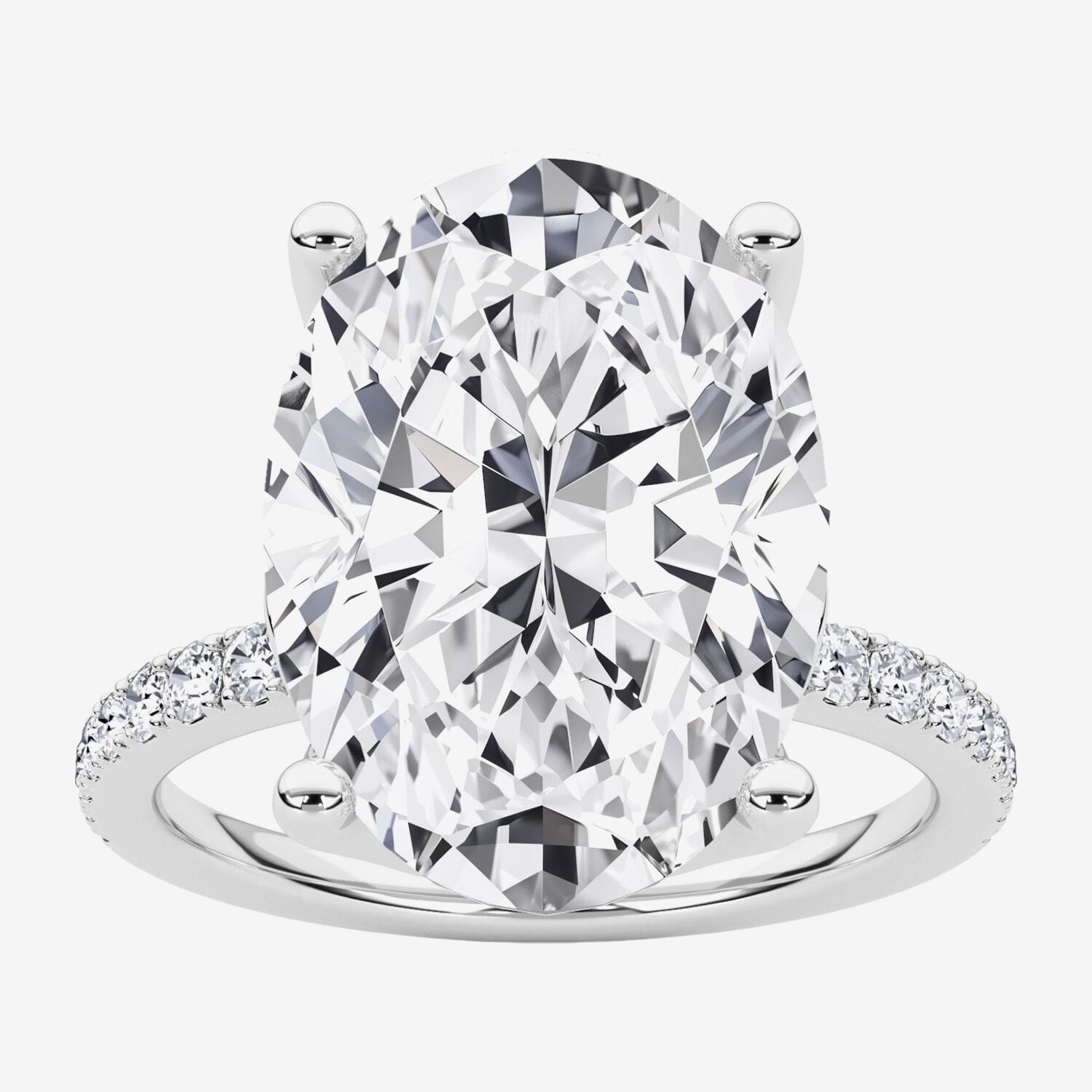 Grown Gorgeous (F / Vs2) Womens CT. T.W. Lab White Diamond 14K Gold Oval Side Stone Engagement Ring