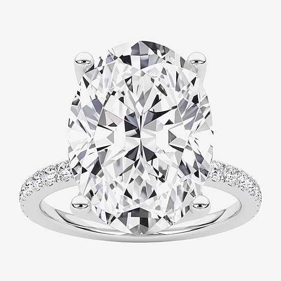 Grown Gorgeous (F / Vs2) Womens 6 CT. T.W. Lab Grown White Diamond 14K Gold Oval Side Stone Engagement Ring