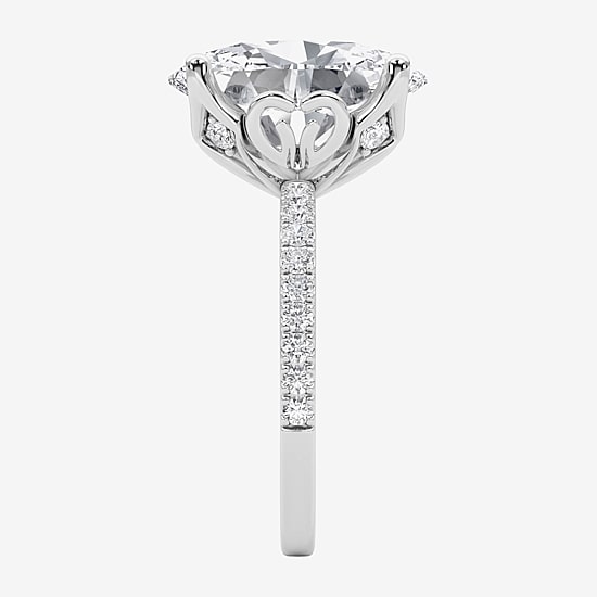 Grown Gorgeous (F / Vs2) Womens 6 CT. T.W. Lab Grown White Diamond 14K Gold Oval Side Stone Engagement Ring