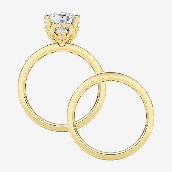 Grown Gorgeous (F / Vs2) Womens 4 1/4 CT. T.W. Lab Grown White Diamond 14K Gold Oval Side Stone Bridal Set
