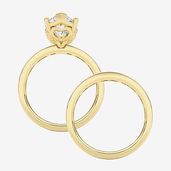 Grown Gorgeous (F / Vs2) Womens 4 1/4 CT. T.W. Lab Grown White Diamond 14K Gold Marquise Side Stone Bridal Set