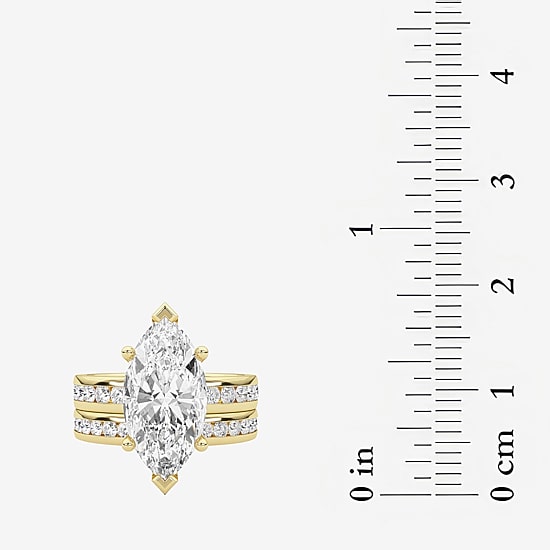 Grown Gorgeous (F / Vs2) Womens 4 1/4 CT. T.W. Lab Grown White Diamond 14K Gold Marquise Side Stone Bridal Set