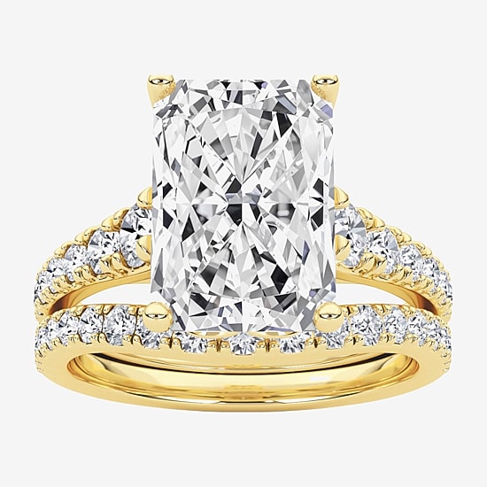 Grown Gorgeous (F / Vs2) Womens 4 5/8 Ct. T.W. Lab Grown White Diamond 14K Gold Rectangular Side Stone Bridal Set