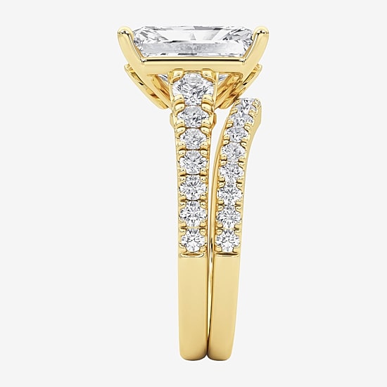 Grown Gorgeous (F / Vs2) Womens 4 5/8 Ct. T.W. Lab Grown White Diamond 14K Gold Rectangular Side Stone Bridal Set