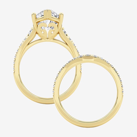 Grown Gorgeous (F / Vs2) Womens 4 5/8 Ct. T.W. Lab Grown White Diamond 14K Gold Marquise Side Stone Bridal Set