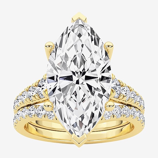 Grown Gorgeous (F / Vs2) Womens 4 5/8 Ct. T.W. Lab Grown White Diamond 14K Gold Marquise Side Stone Bridal Set
