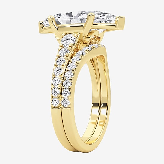 Grown Gorgeous (F / Vs2) Womens 4 5/8 Ct. T.W. Lab Grown White Diamond 14K Gold Marquise Side Stone Bridal Set