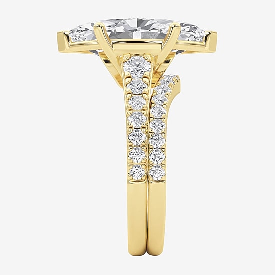 Grown Gorgeous (F / Vs2) Womens 4 5/8 Ct. T.W. Lab Grown White Diamond 14K Gold Marquise Side Stone Bridal Set