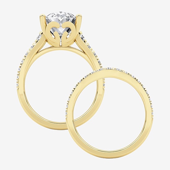 Grown Gorgeous (F / Vs2) Womens 5 3/8 Ct. T.W. Lab Grown White Diamond 14K Gold Oval Side Stone Bridal Set