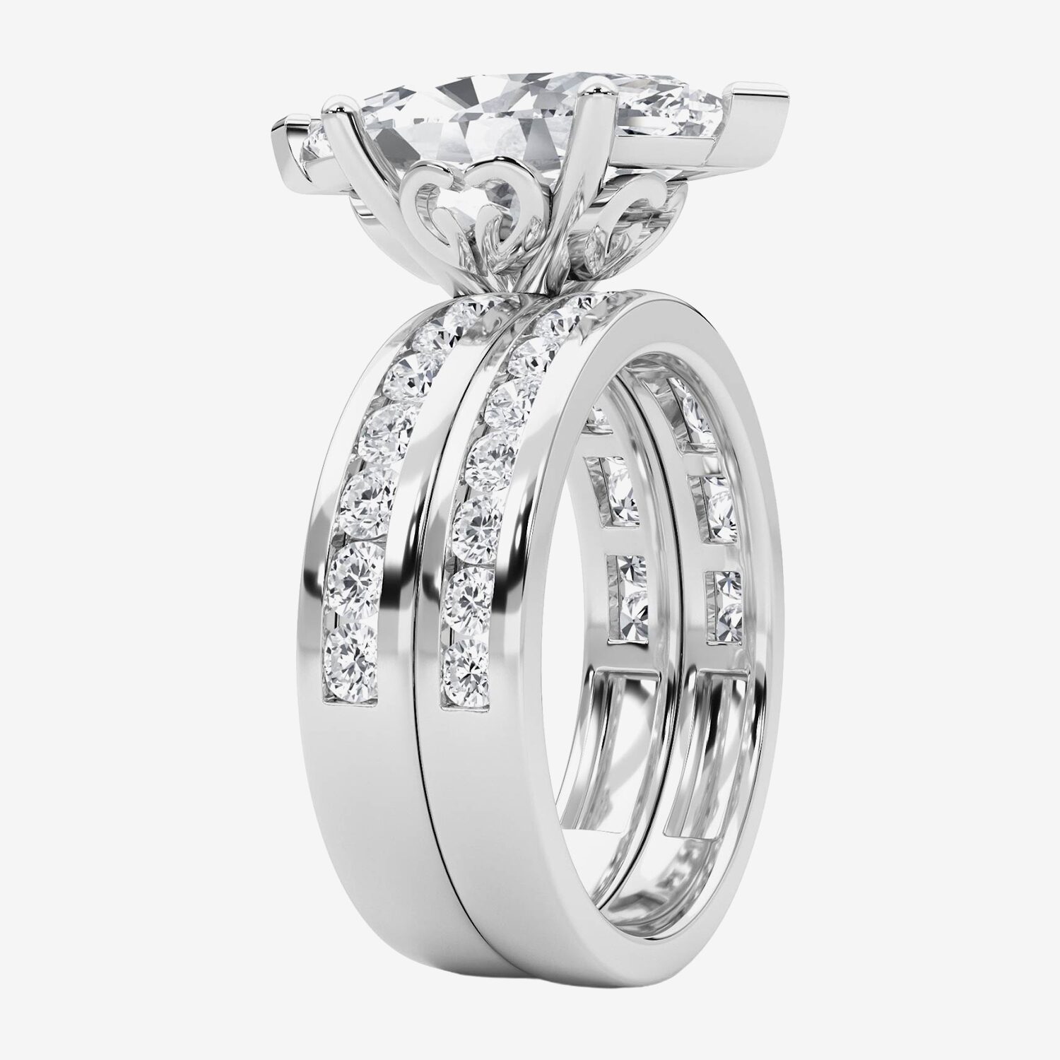 Grown Gorgeous (F / Vs2) Womens 1/ Ct. T.W. Lab White Diamond 14K Gold Marquise Side Stone Bridal Set