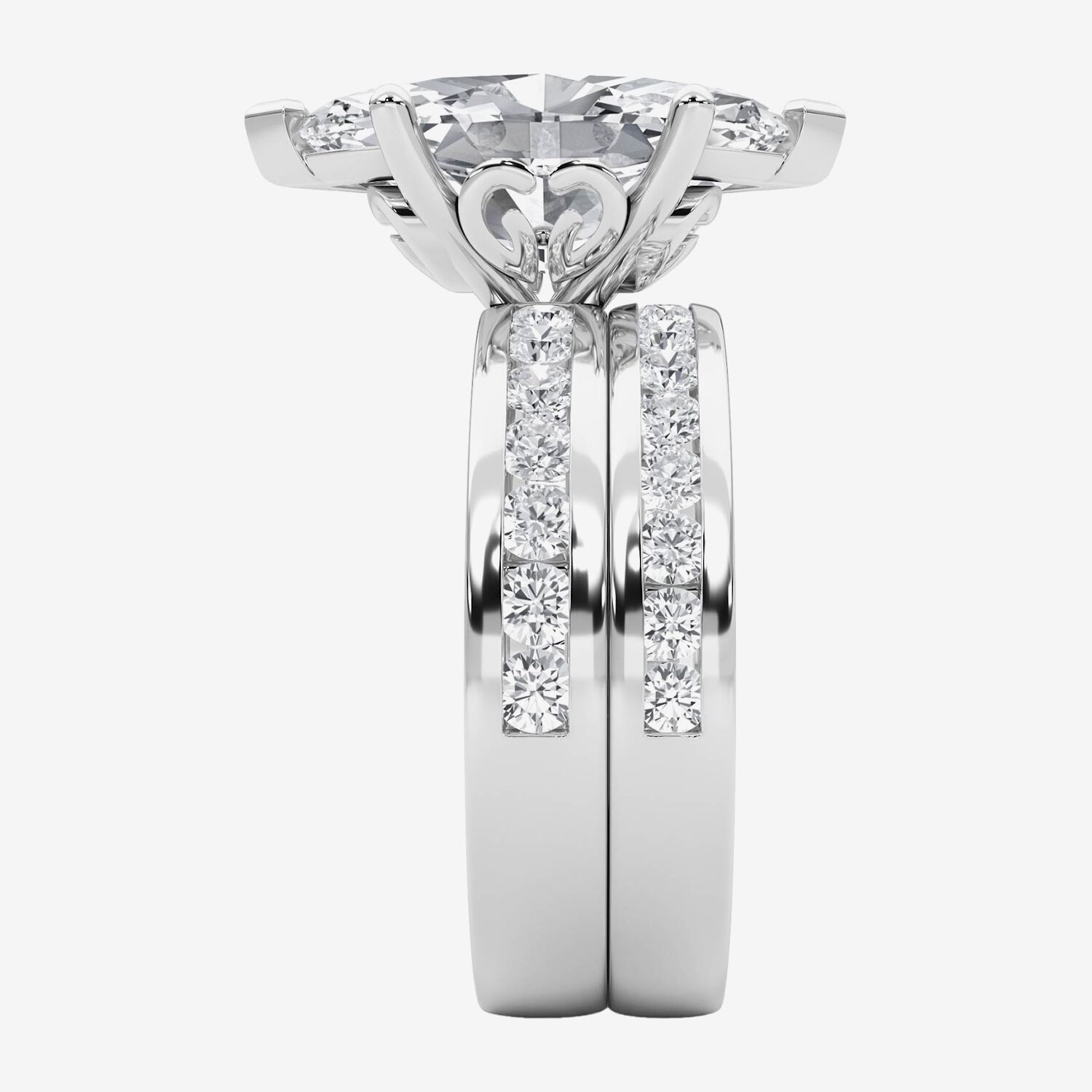 Grown Gorgeous (F / Vs2) Womens 1/ Ct. T.W. Lab White Diamond 14K Gold Marquise Side Stone Bridal Set