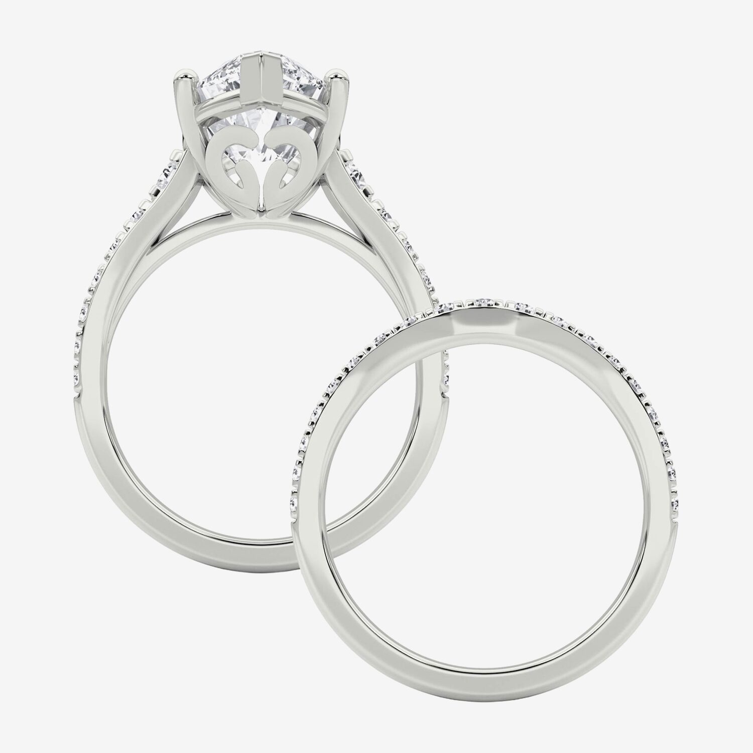 Grown Gorgeous (F / Vs2) Womens /5 Ct. T.W. Lab White Diamond 14K Gold Marquise Side Stone Bridal Set