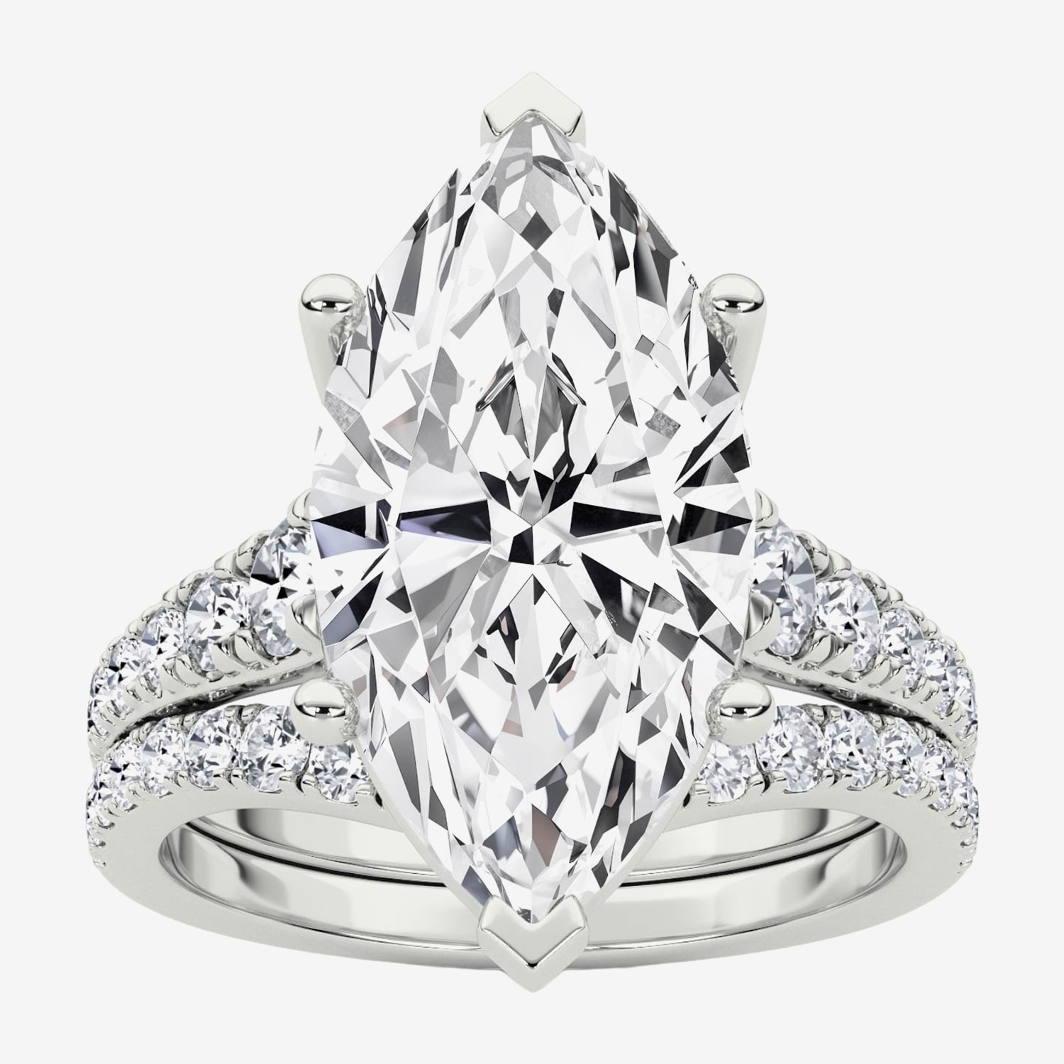 Grown Gorgeous (F / Vs2) Womens / Ct. T.W. Lab White Diamond 14K Gold Marquise Side Stone Bridal Set