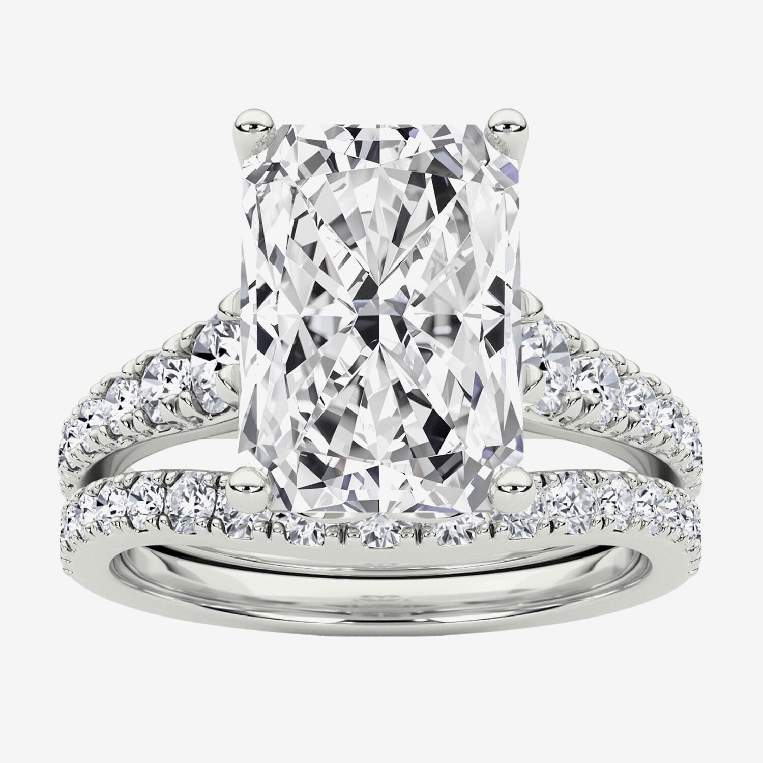 Grown Gorgeous (F / Vs2) Womens / Ct. T.W. Lab White Diamond 14K Gold Rectangular Side Stone Bridal Set