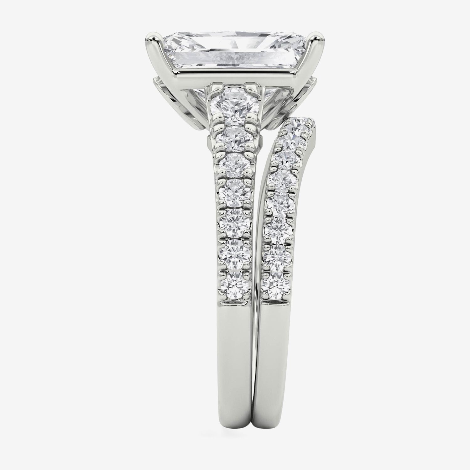 Grown Gorgeous (F / Vs2) Womens / Ct. T.W. Lab White Diamond 14K Gold Rectangular Side Stone Bridal Set