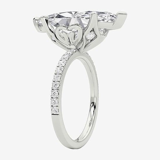 Grown Gorgeous (F / Vs2) Womens 7 Ct.T.W. Lab Grown White Diamond 14K Gold Marquise Side Stone Engagement Ring