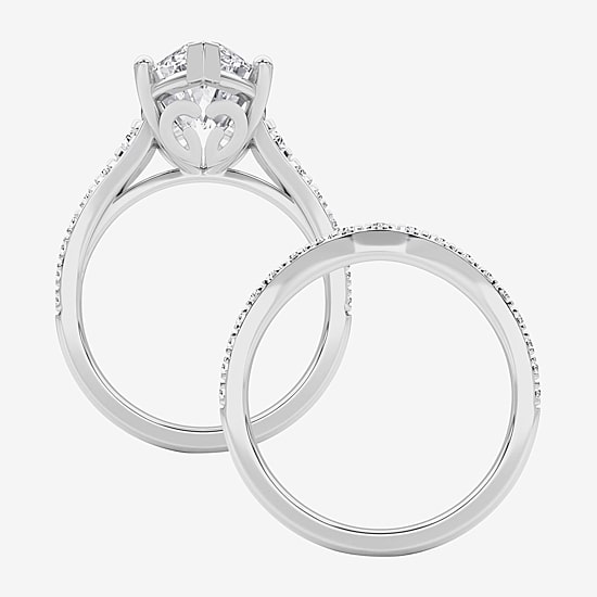 Grown Gorgeous ( F / Vs2 ) Womens 5 3/8 Ct. T.W. Lab Grown White Diamond 14K Gold Marquise Side Stone Bridal Set