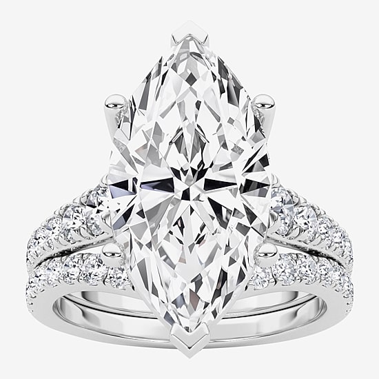 Grown Gorgeous ( F / Vs2 ) Womens 5 3/8 Ct. T.W. Lab Grown White Diamond 14K Gold Marquise Side Stone Bridal Set